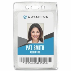 Advantus Vertical Security Badge Holder - Vinyl - 50 / Box