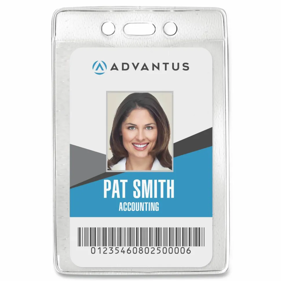 Advantus Vertical Security Badge Holder - Vinyl - 50 / Box