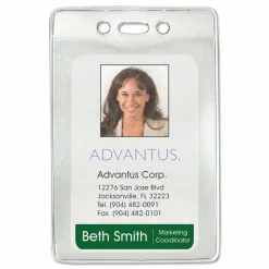 Advantus Vertical Security Badge Holder - Vinyl - 50 / Box