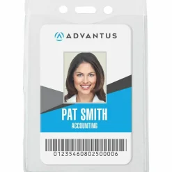 Advantus Vertical Security Badge Holder - Vinyl - 50 / Box