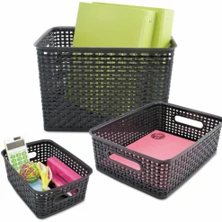 Advantus Weave Bins, 9.88 x 7.38 x 4, Black, 3/Pack