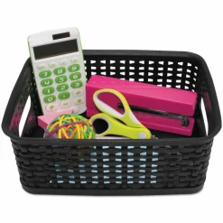 Advantus Weave Bins, 9.88 x 7.38 x 4, Black, 3/Pack