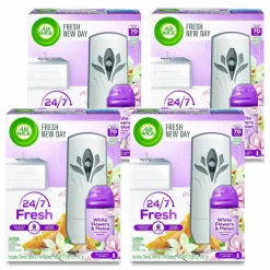Air Wick Freshmatic Ultra Automatic Sprayer Starter Kit, 5.89 oz, White Flowers and Melon Summer Delights, Asst Dispenser Color, 4/CT