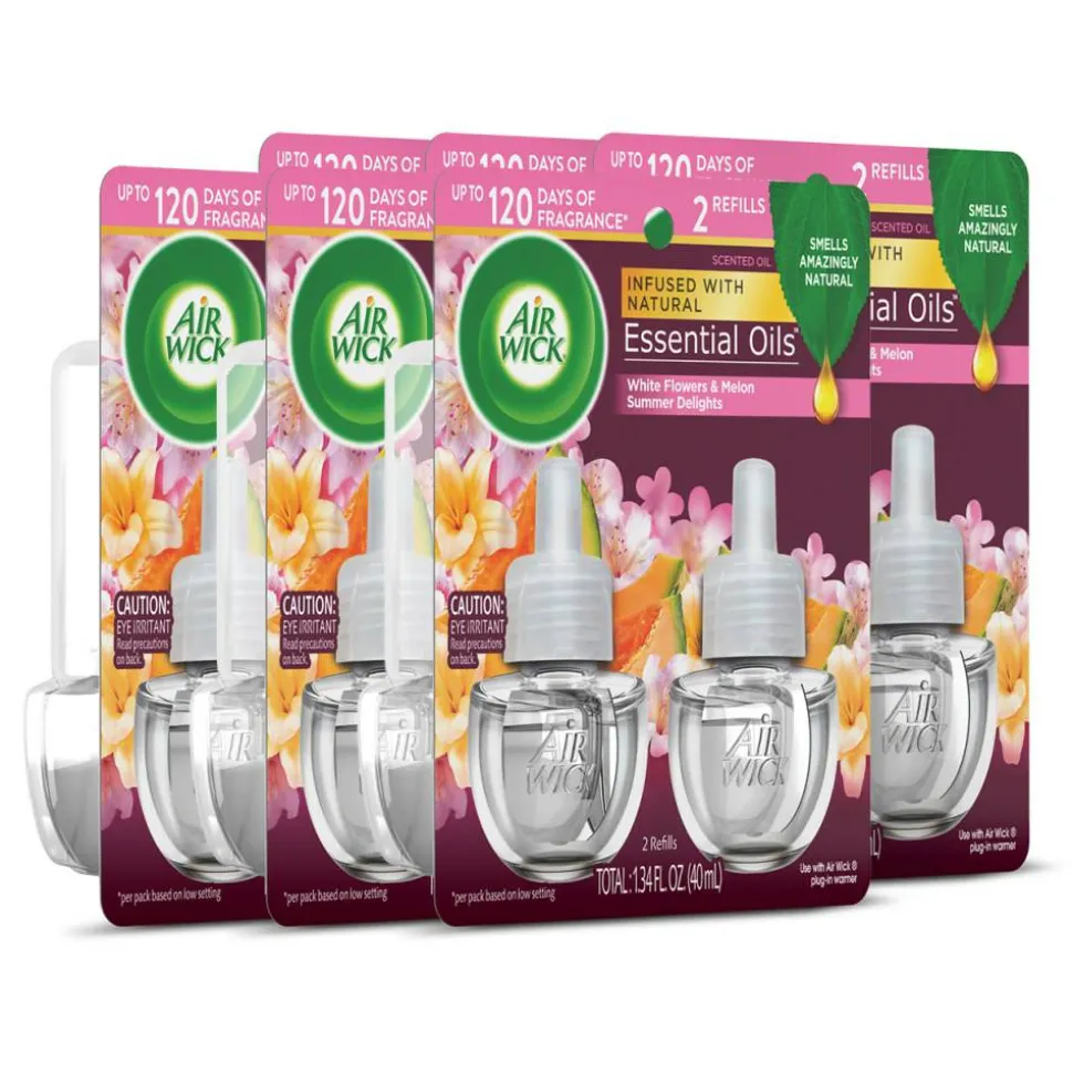 Air Wick Scented Oil Warmer Refills, 0.67 Oz, Summer Delights, 2 Refills Per Pack, Carton Of 6 Packs