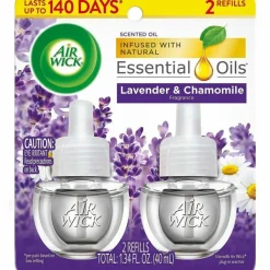 Air Wick Scented Oil Warmer Refills, 0.67 Oz, Lavender/Chamomile, 2 Refills Per Pack, Carton Of 6 Packs