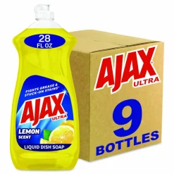 Ajax Dish Detergent, Lemon Scent, 28 oz Bottle, 9/Carton