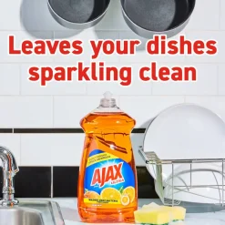 AJAX Triple Action Dish Liquid, 52 Oz, Orange, Carton Of 6 Bottles