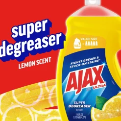 AJAX Ultra Liquid Dish Soap, Lemon Scent, 145 Oz, Case Of 4 Bottles
