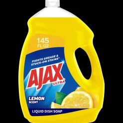 AJAX Ultra Liquid Dish Soap, Lemon Scent, 145 Oz, Case Of 4 Bottles