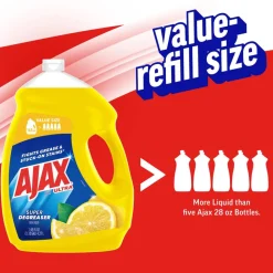 AJAX Ultra Liquid Dish Soap, Lemon Scent, 145 Oz, Case Of 4 Bottles