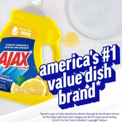 AJAX Ultra Liquid Dish Soap, Lemon Scent, 145 Oz, Case Of 4 Bottles