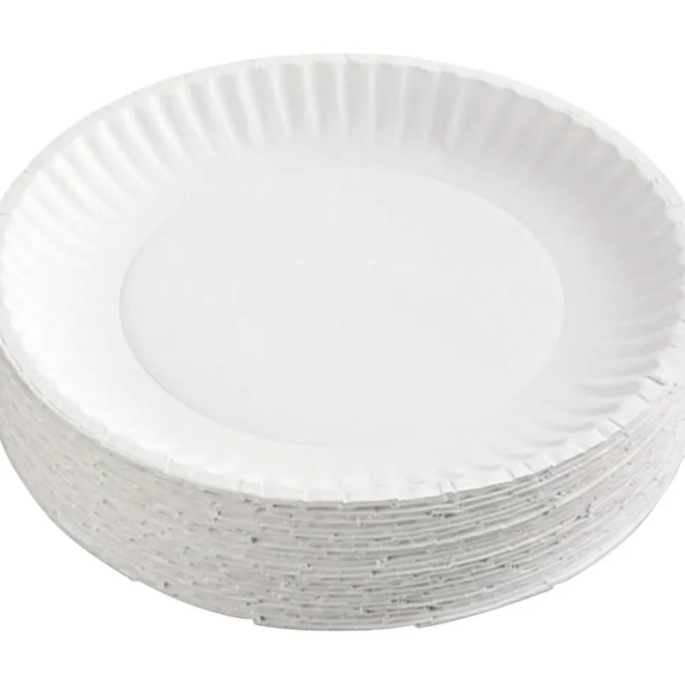 AJM Packaging Corporation Gold Label Coated Paper Plates, 9" dia, White, 100/Pack, 10 Packs/Carton