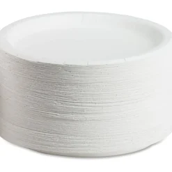 AJM Premium Coated Round Paper Plates, 9" Diameter, White, Pack Of 125