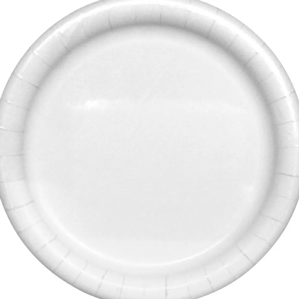AJM Premium Coated Round Paper Plates, 9" Diameter, White, Pack Of 125