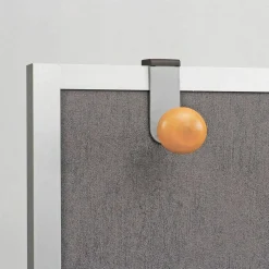 Alba Cubicle Garment Peg, 1-Hook, 1.2 x 1.38 x 4.3, Wood, Metallic Gray, 1 lb Capacity