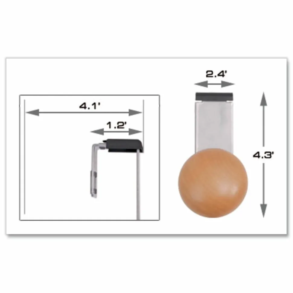 Alba Cubicle Garment Peg, 1-Hook, 1.2 x 1.38 x 4.3, Wood, Metallic Gray, 1 lb Capacity