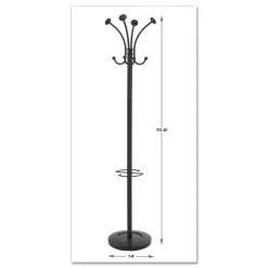 Alba Four Double Peg Coat Stand - 8 Pegs - for Coat, Clothes - Black - 1 Each