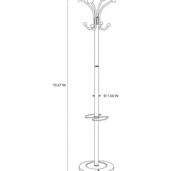 Alba Four Double Peg Coat Stand - 8 Pegs - for Coat, Clothes - Black - 1 Each