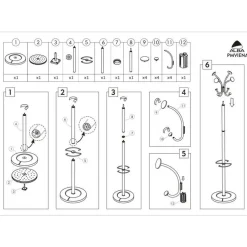 Alba Four Double Peg Coat Stand - 8 Pegs - for Coat, Clothes - Black - 1 Each