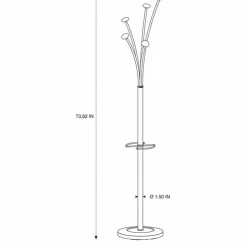 ALBA Tree-Hook Coat Stand With Umbrella Holder, 73 5/8