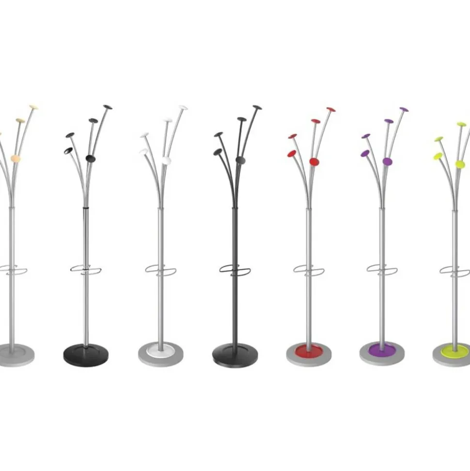 ALBA Tree-Hook Coat Stand With Umbrella Holder, 73 5/8"H x 15"W x 15"D, Black
