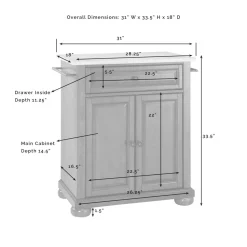 Alexandria Granite Top Portable Kitchen Island/Cart