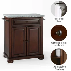 Alexandria Granite Top Portable Kitchen Island/Cart