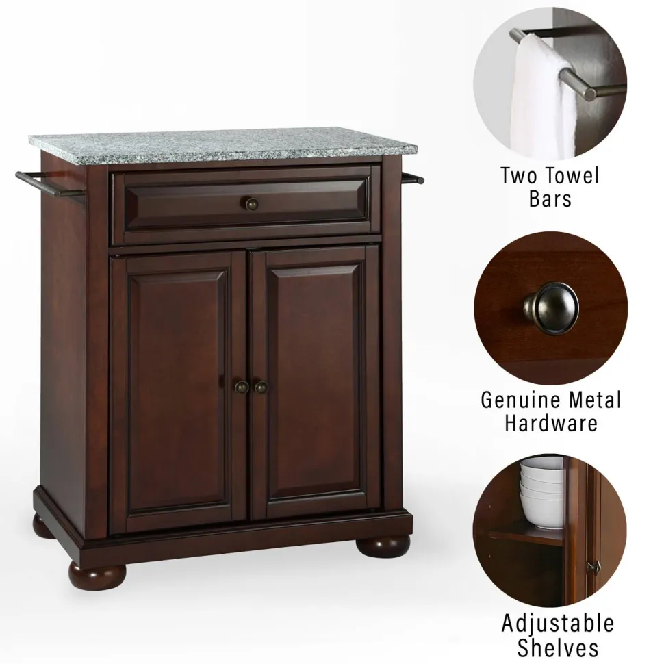 Alexandria Granite Top Portable Kitchen Island/Cart
