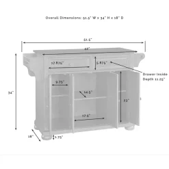 Alexandria Wood Top Full Size Kitchen Island/Cart