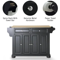 Alexandria Wood Top Full Size Kitchen Island/Cart