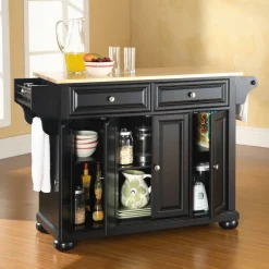 Alexandria Wood Top Full Size Kitchen Island/Cart