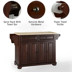 Alexandria Wood Top Full Size Kitchen Island/Cart