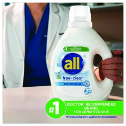 all Free Clear HE Laundry Detergent, 24 Loads, Unscented, 30 oz Bottle, 6/Carton