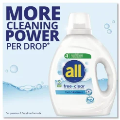 all Free Clear HE Laundry Detergent, 58 Loads, Unscented, 73 oz Bottle, 6/Carton