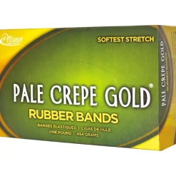 Alliance Rubber Pale Crepe Gold Rubber Bands, #33, 3 1/2" x 1/8", 1 Lb, Box Of 920