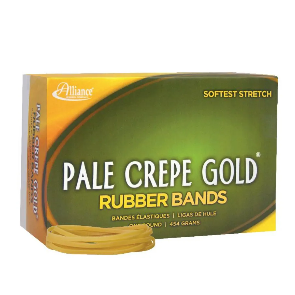 Alliance Rubber Pale Crepe Gold Rubber Bands, #33, 3 1/2" x 1/8", 1 Lb, Box Of 920