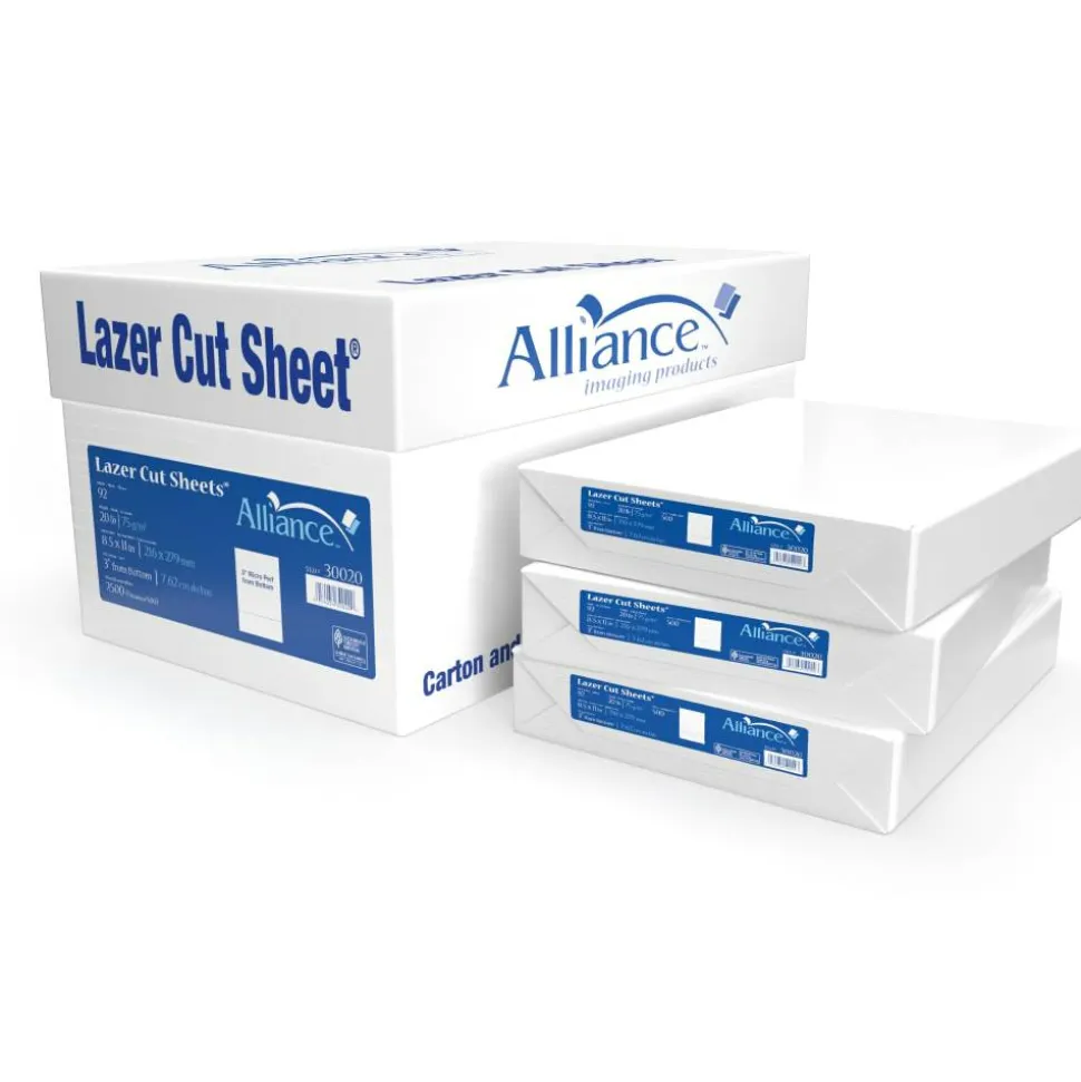Alliance Pre-Perforated Cut Sheets, 8-1/2" x 11", 20 Lb, White, 500 Sheets Per Ream, Case Of 5 Reams