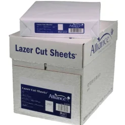 Alliance Processed Lazer Cut Sheet Copy Paper, 8-1/2 x 11, Perforated 5-1/2", 92+ Bright, 20 Lb, White, 500 Sheets Per Ream, Carton Of 5 Reams