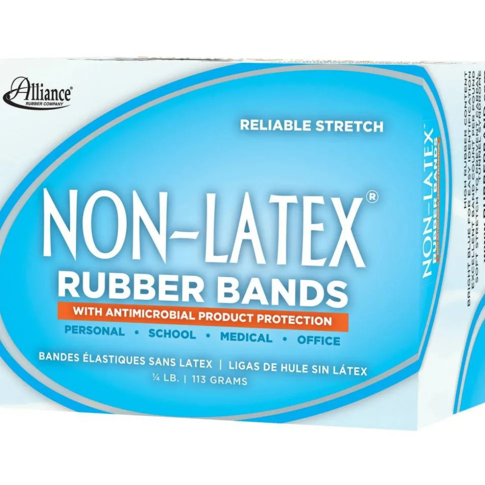 Alliance Rubber Bands With Antimicrobial Protection, #64, 3 1/2" x 1/4", Cyan Blue, 40 Per Pack