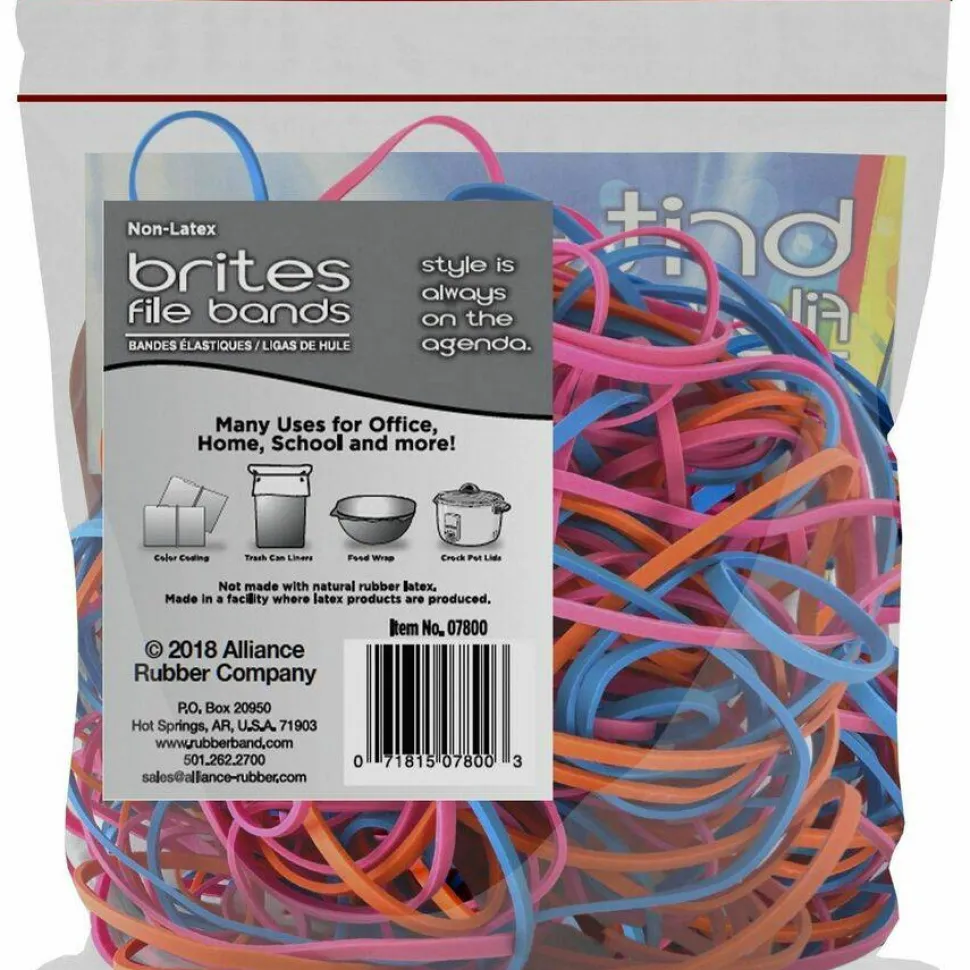 Alliance Rubber Brites File Bands, Assorted, Bag Of 50