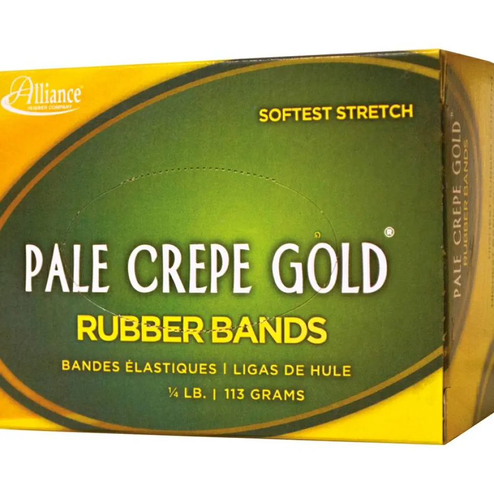 Alliance Rubber Pale Crepe Gold Rubber Bands In 1/4-Lb Box, #16, 2 1/2" x 1/16", Box Of 669