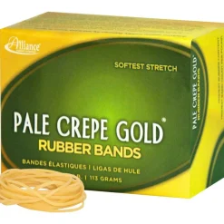 Alliance Rubber Pale Crepe Gold Rubber Bands In 1/4-Lb Box, #16, 2 1/2