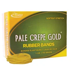 Alliance Rubber Pale Crepe Gold Rubber Bands In 1/4-Lb Box, #16, 2 1/2