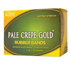 Alliance Rubber Pale Crepe Gold Rubber Bands In 1/4-Lb Box, #16, 2 1/2
