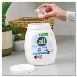 all MIGHTY PACS Free Clear HE Laundry Detergent, 60 Pods/Tub, 4 Tubs/Carton