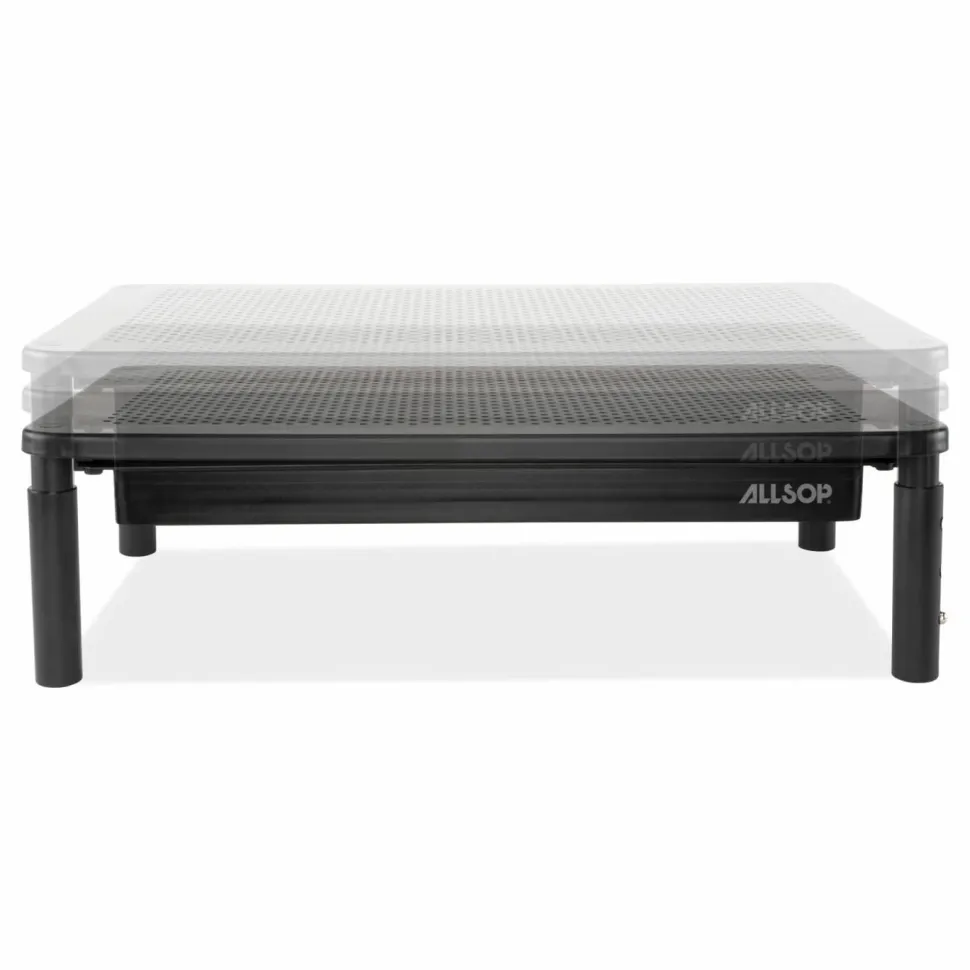 Allsop Metal Art Tri Level Stand, For 27" Monitors, 14.5" x 9.25" x 4.13" to 5.75", Black, Supports 30 lb