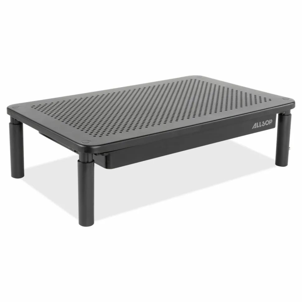 Allsop Metal Art Tri Level Stand, For 27" Monitors, 14.5" x 9.25" x 4.13" to 5.75", Black, Supports 30 lb