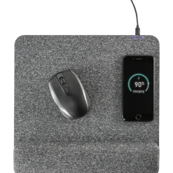 Allsop PowerTrack Plush Wireless Charging Mousepad, 11-13/16”L x 11-5/8”W x 1-7/8”D, Gray, ASP32304