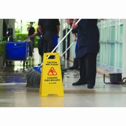 Alpine Industries Bilingual Caution Wet Floor Sign, 11.8 x 0.7 x 24.6, Yellow, 3/Carton