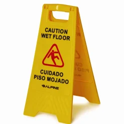 Alpine Industries Bilingual Caution Wet Floor Sign, 11.8 x 0.7 x 24.6, Yellow, 3/Carton